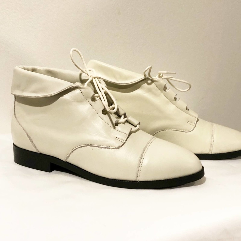 Prima Royale Leather Cream Vintage 80s Ankle Boots